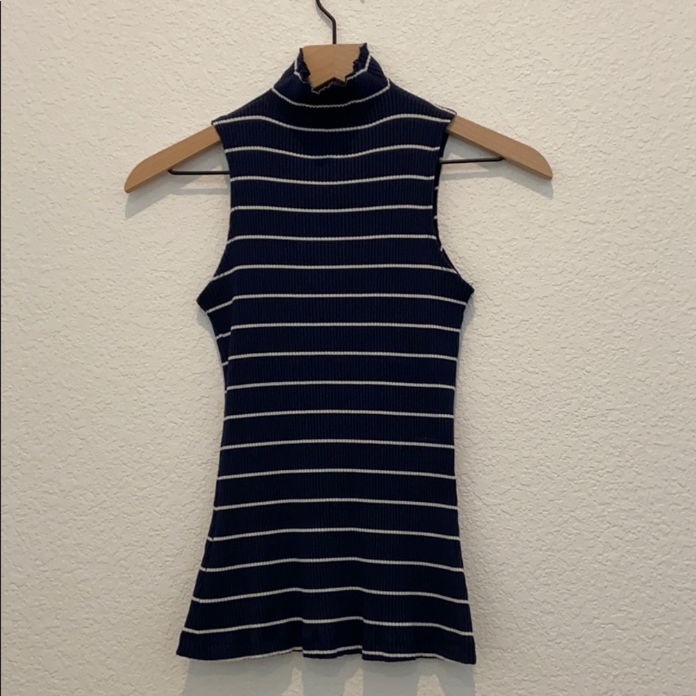 Amour Vert mock neck striped top
